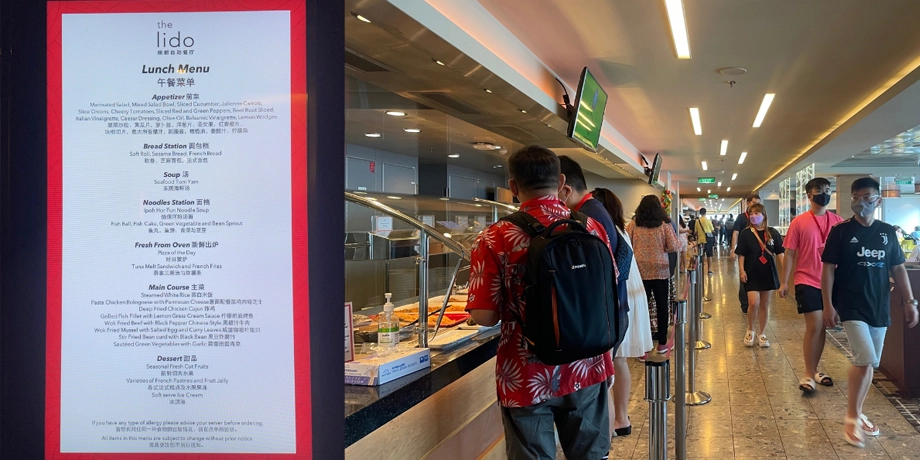 Halal-certified buffet dining at Lido Restaurant on Genting Dream Cruise